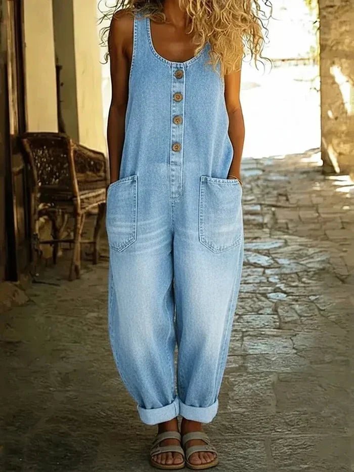 Mathilde | Dame Denim Overall Ærmeløs Loose Fit