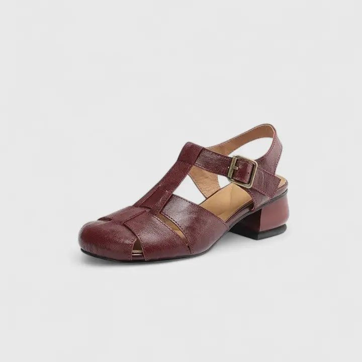 Alma | Dame Elegante Læder Blok-Hæl Sandaler