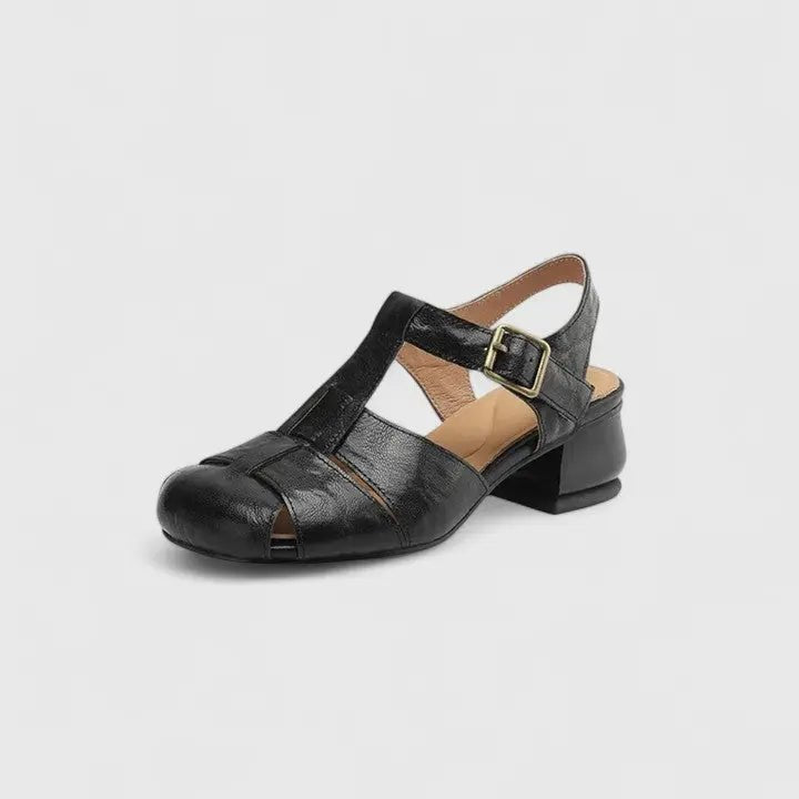 Alma | Dame Elegante Læder Blok-Hæl Sandaler
