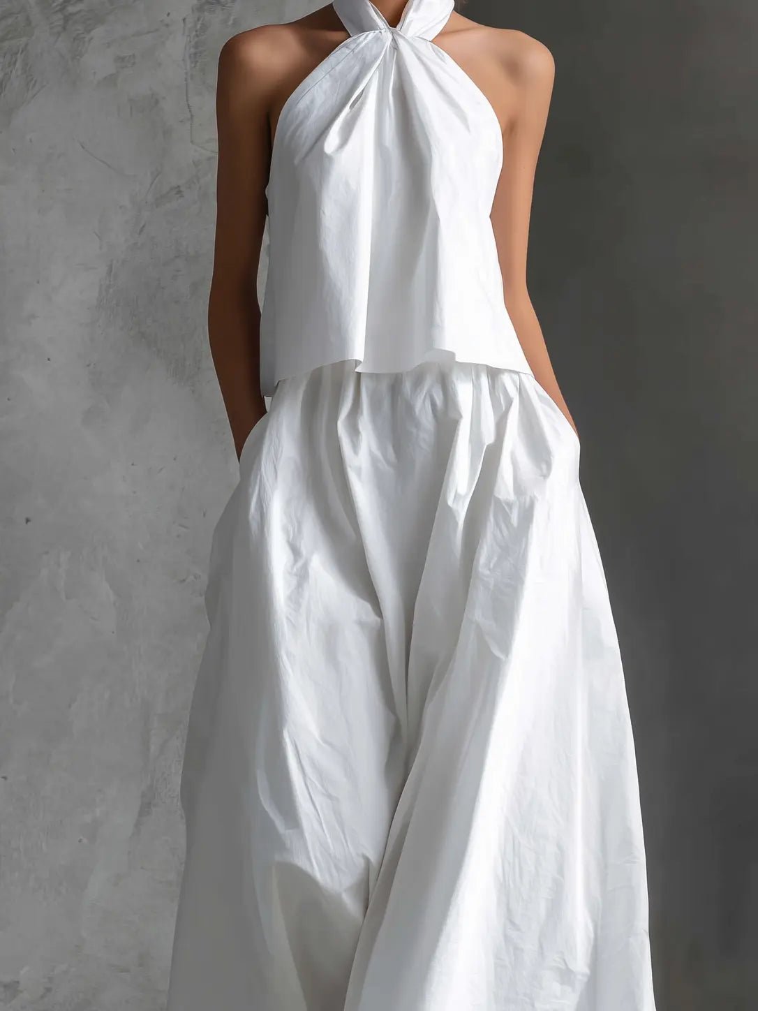 Ida | Dame Halterkjole Linen Sæt Maxi Nederdel