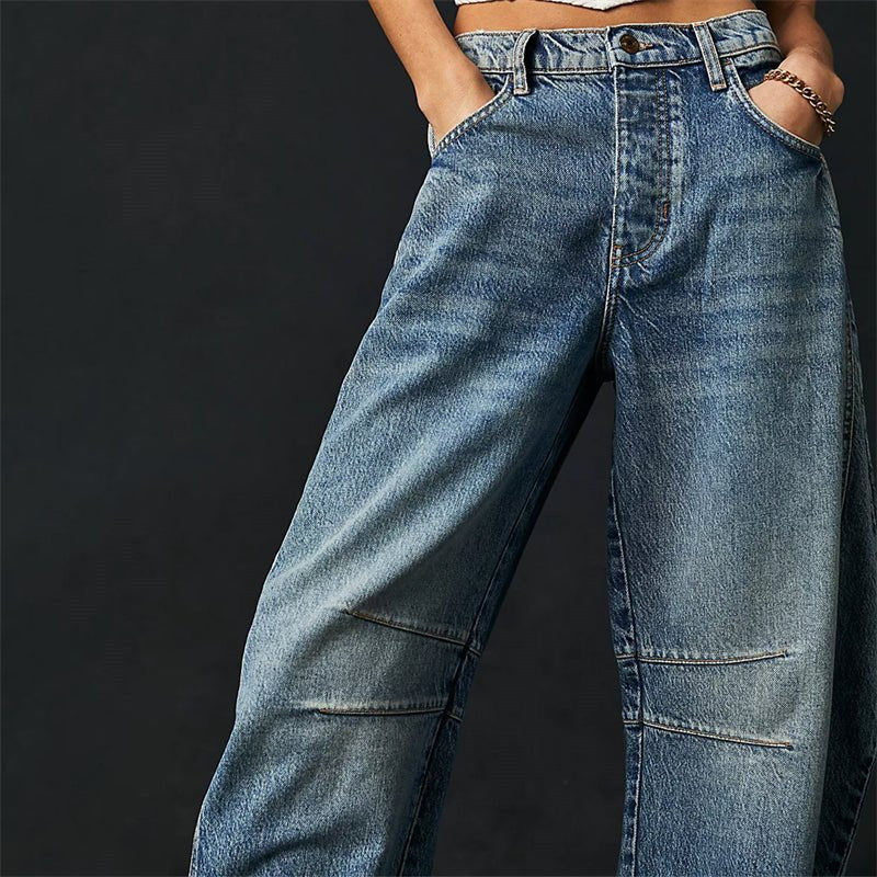 Ida | Dame Højtaljede Barrel-Leg Jeans Afslappet Pasform