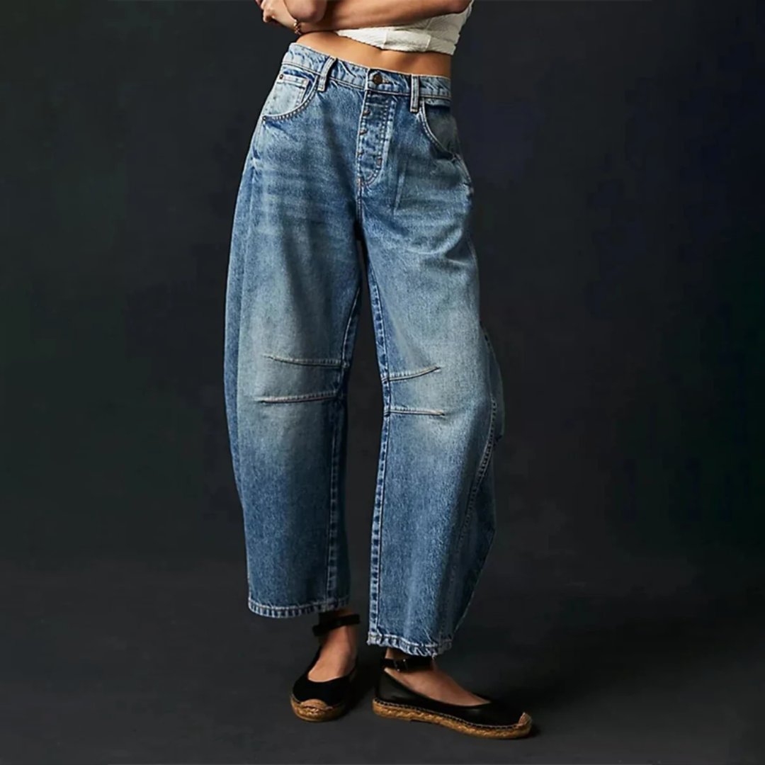 Ida | Dame Højtaljede Barrel-Leg Jeans Afslappet Pasform