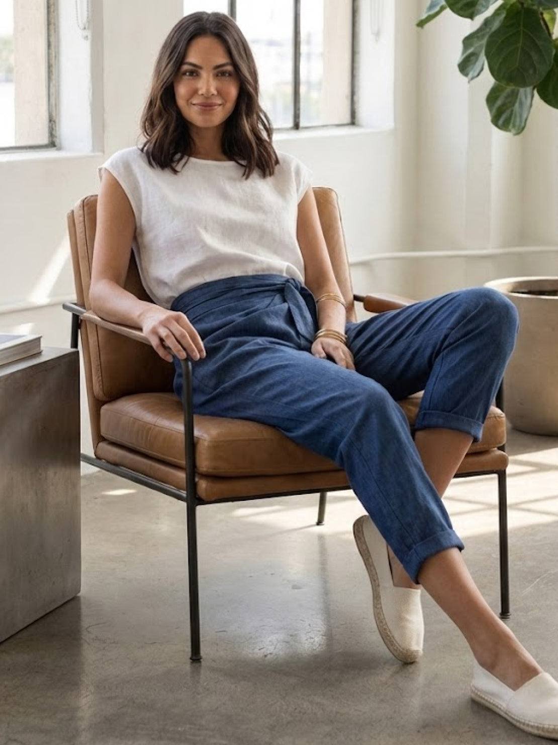 Mathilde | Dame Højtaljede Wrap-Front Afsmalnende Cropped Bukser