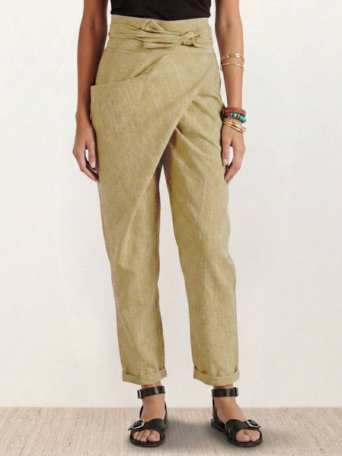 Mathilde | Dame Højtaljede Wrap-Front Afsmalnende Cropped Bukser