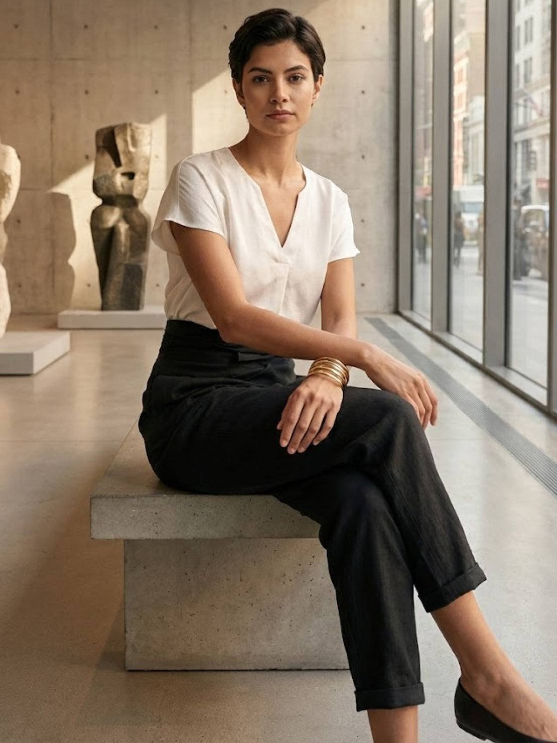 Mathilde | Dame Højtaljede Wrap-Front Afsmalnende Cropped Bukser