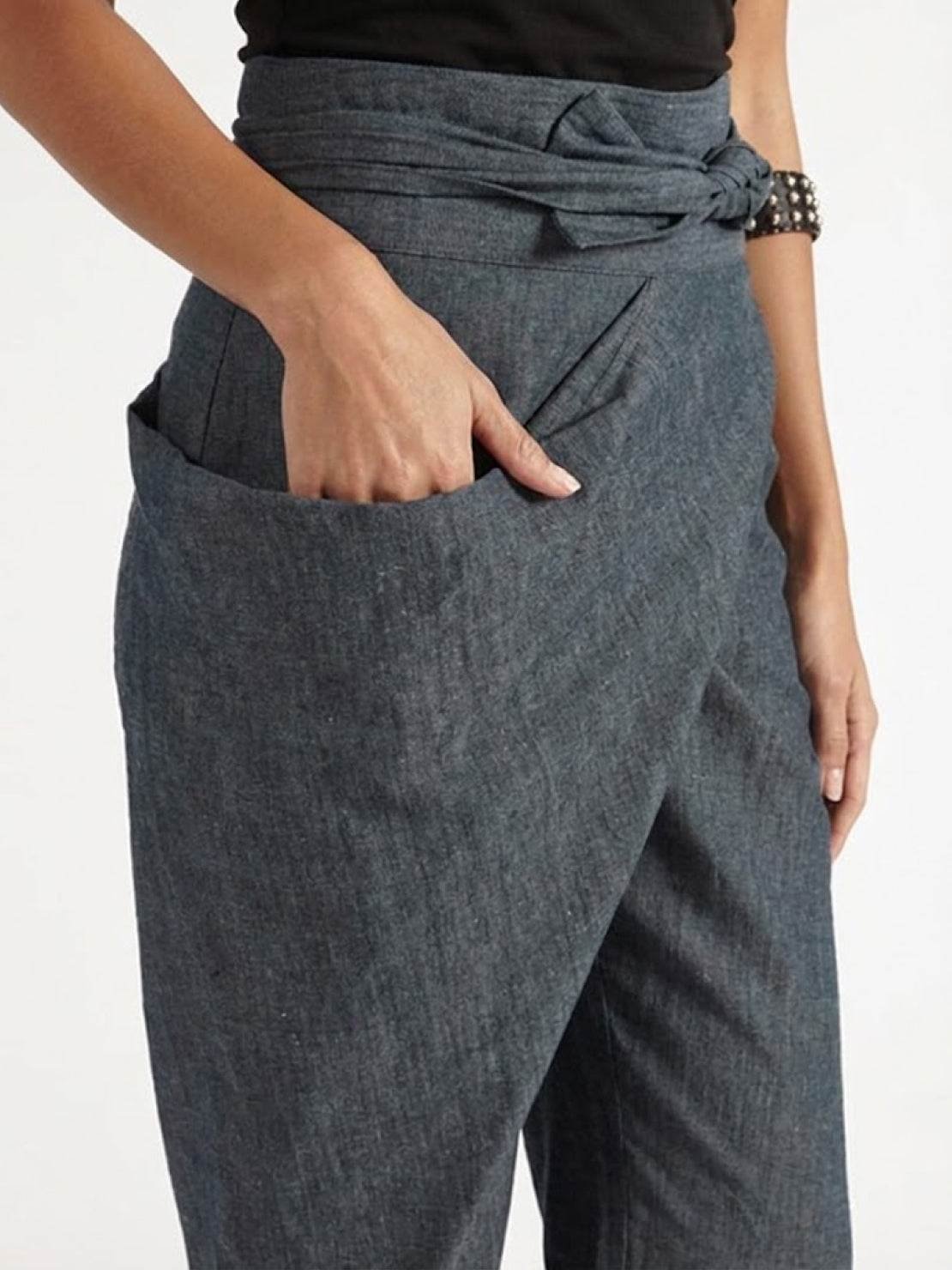 Mathilde | Dame Højtaljede Wrap-Front Afsmalnende Cropped Bukser