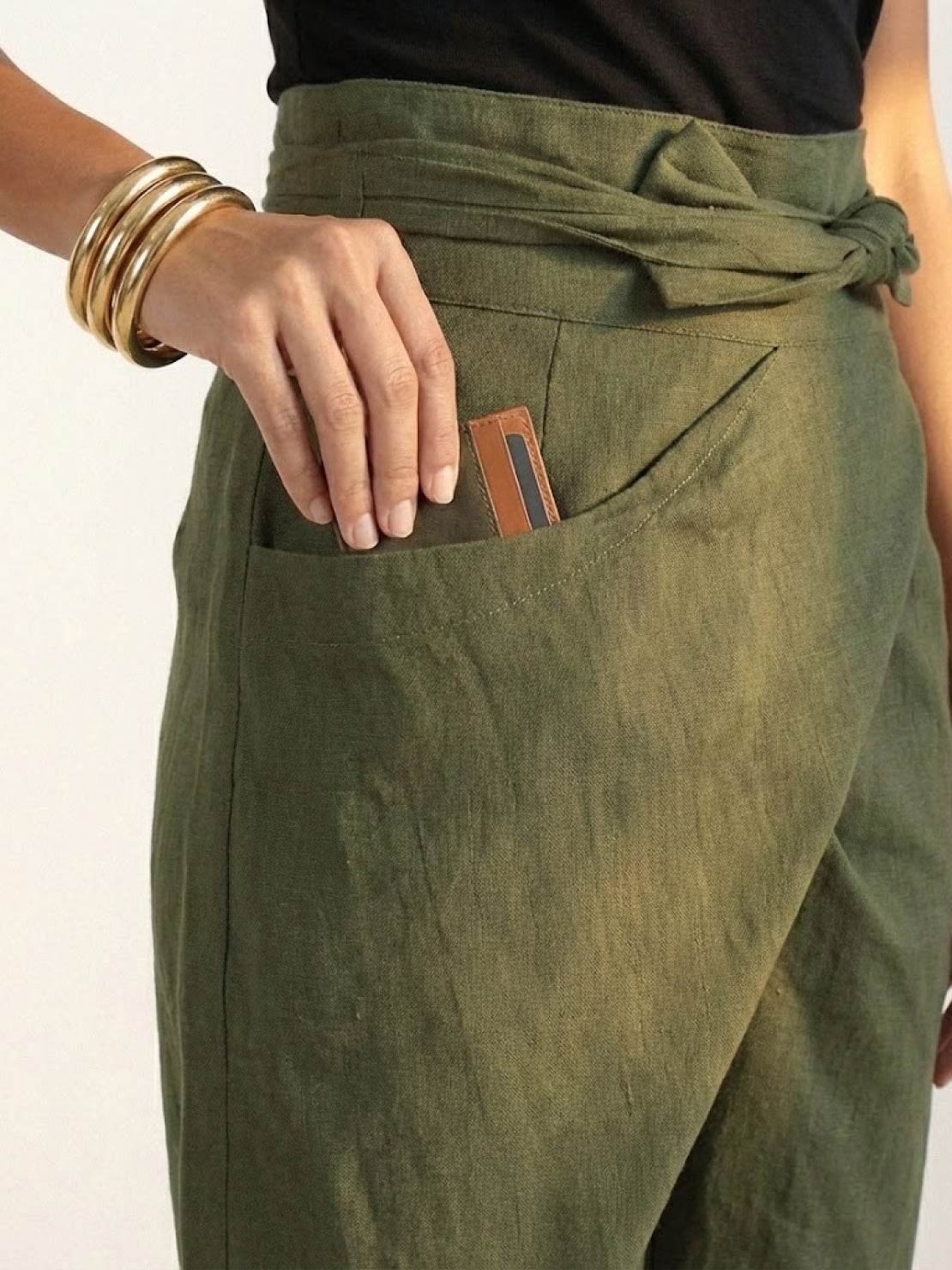 Mathilde | Dame Højtaljede Wrap-Front Afsmalnende Cropped Bukser