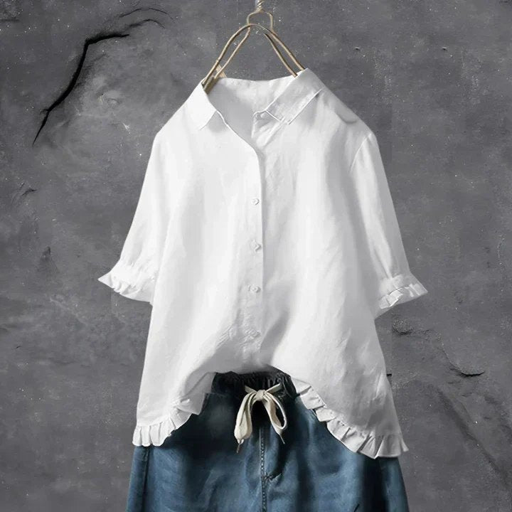 Liv | Dame Hør Rynke-Detalje Oversize Skjorte