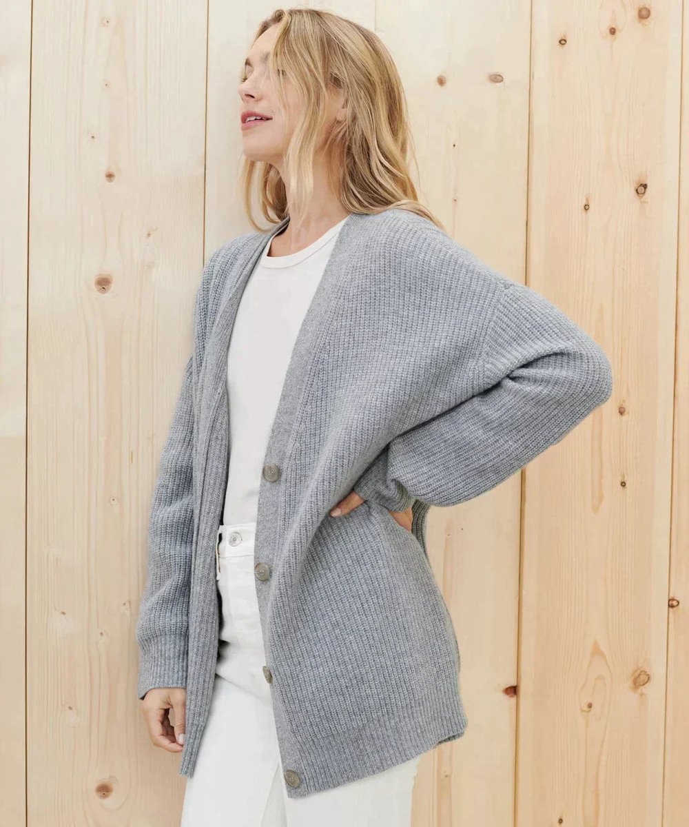 Astrid | Dame Kashmir V-hals Strikket Cardigan Klassisk Pasform