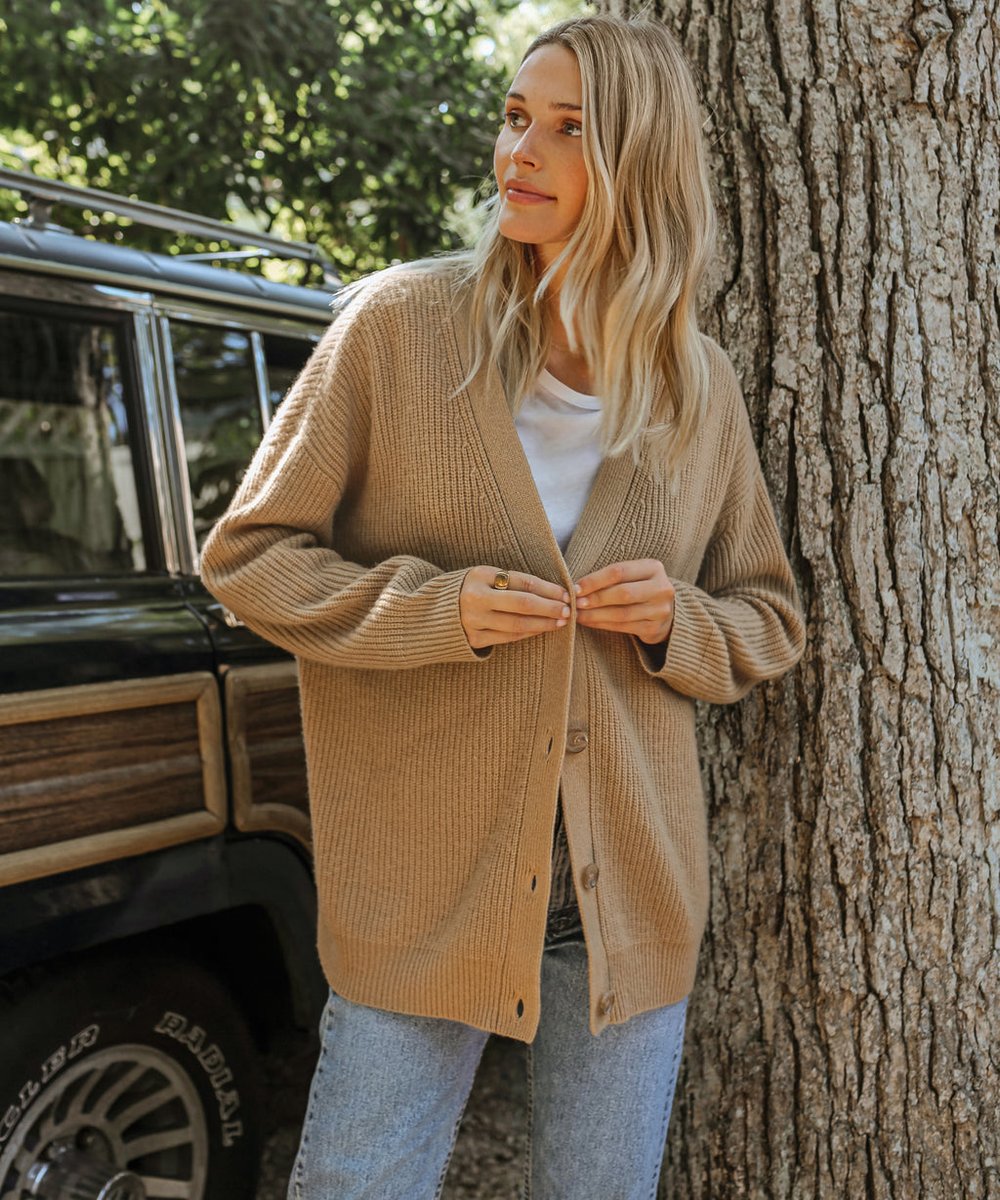 Astrid | Dame Kashmir V-hals Strikket Cardigan Klassisk Pasform