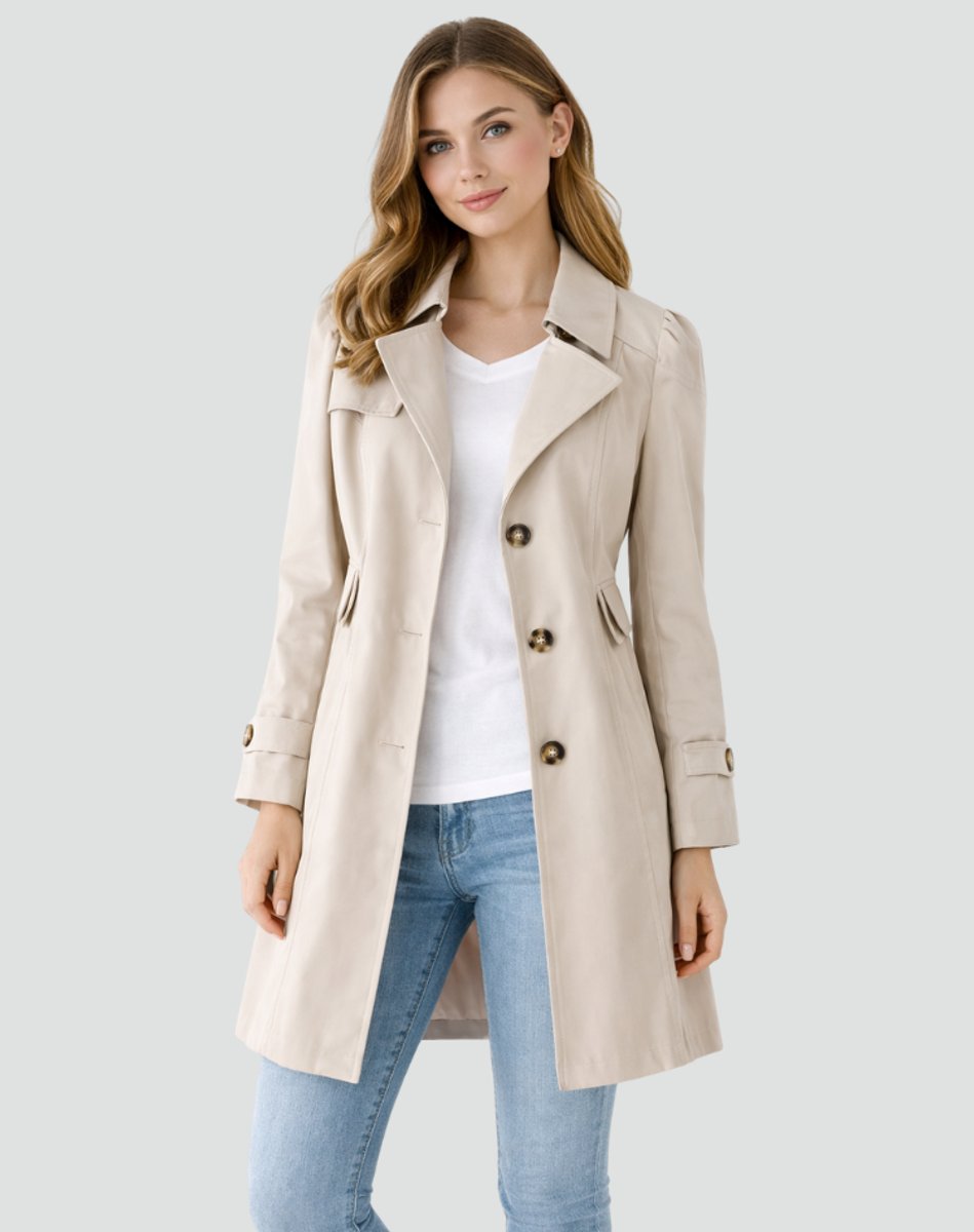 Nora | Dame Klassisk Midlang Trench Coat Skræddersyet Revers