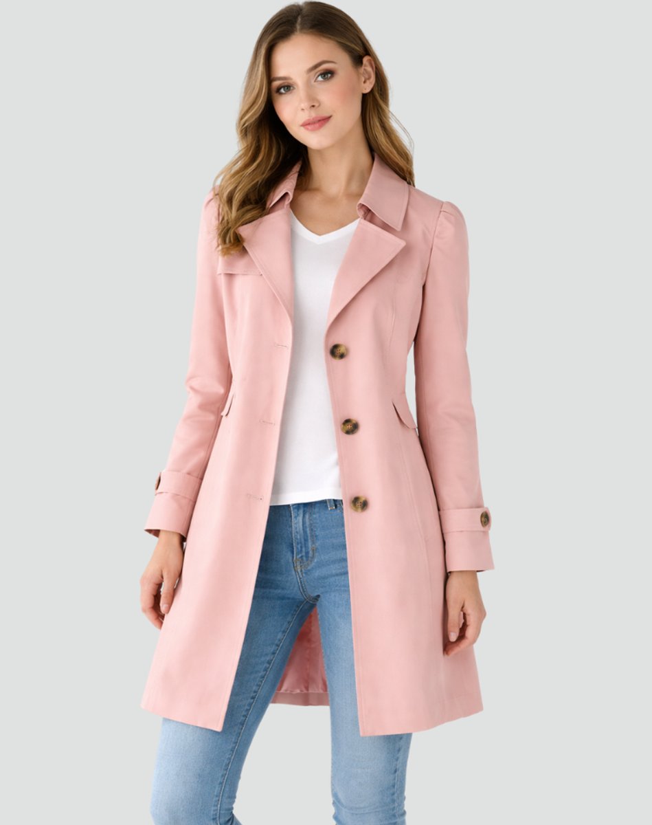 Nora | Dame Klassisk Midlang Trench Coat Skræddersyet Revers