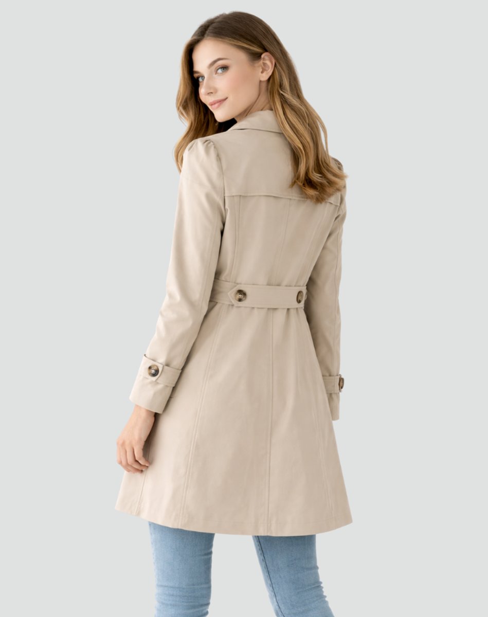 Nora | Dame Klassisk Midlang Trench Coat Skræddersyet Revers