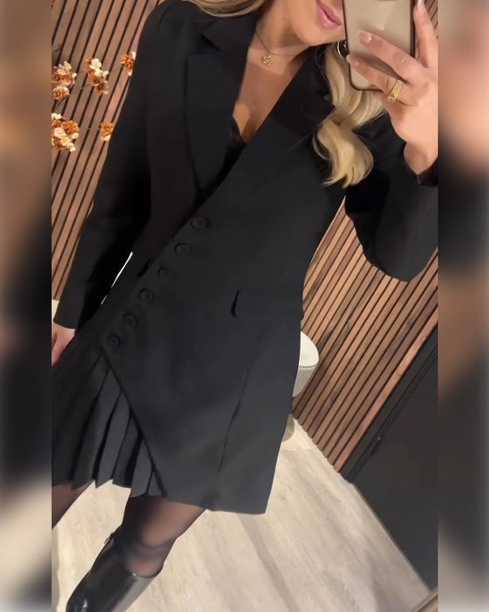Maja | Dame Langærmet Plisseret Blazer Formal Dress