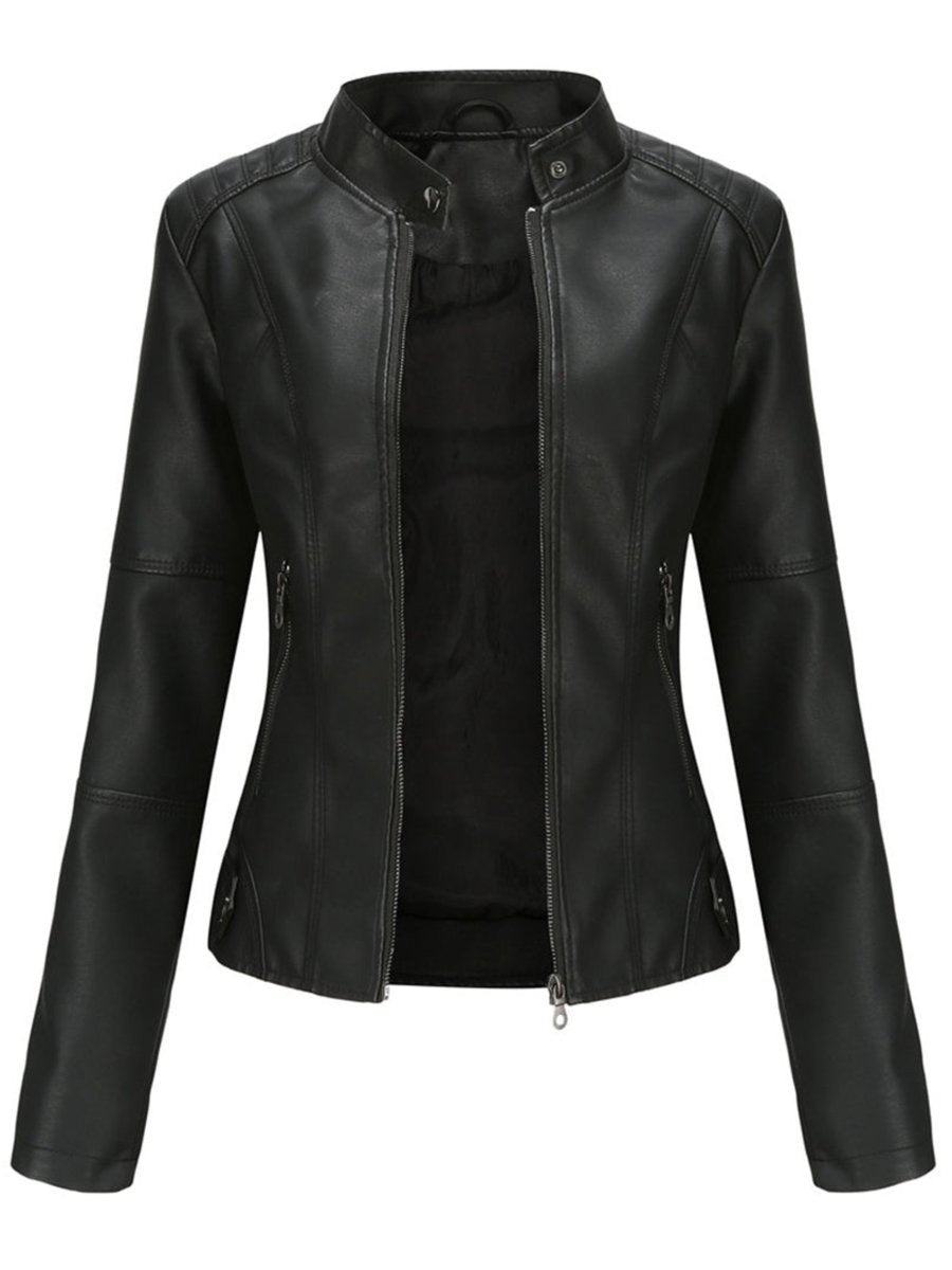 Maja | Dame Leather Jacket Skræddersyet Lynlås Biker Jakke