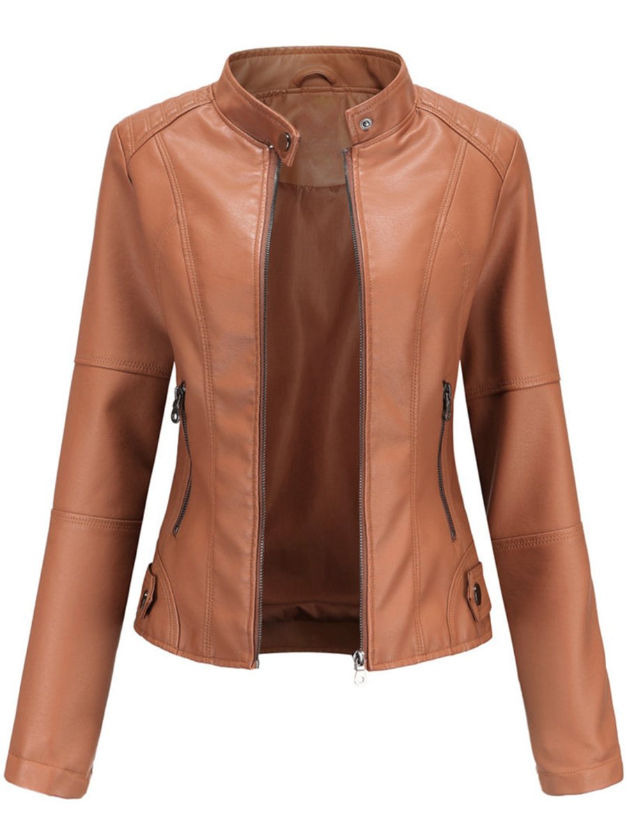 Maja | Dame Leather Jacket Skræddersyet Lynlås Biker Jakke