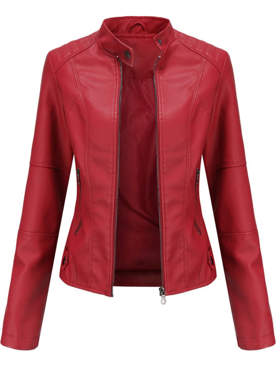 Maja | Dame Leather Jacket Skræddersyet Lynlås Biker Jakke