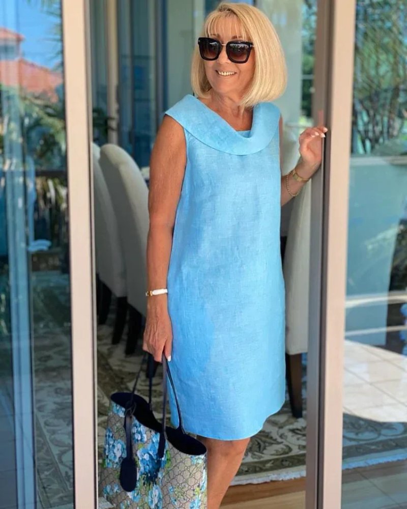 Karla | Dame Let Ærmeløs Sommerkleid med Elegant Halsudskæring