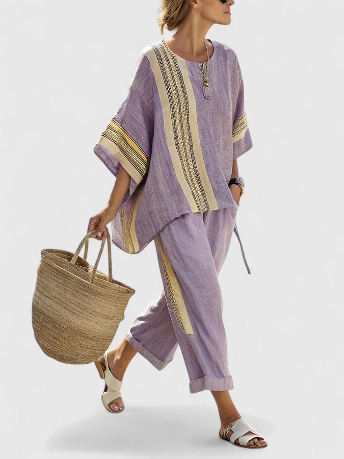 Agnes | Dame Linnenmix Loungewear Sæt Bred Pasform