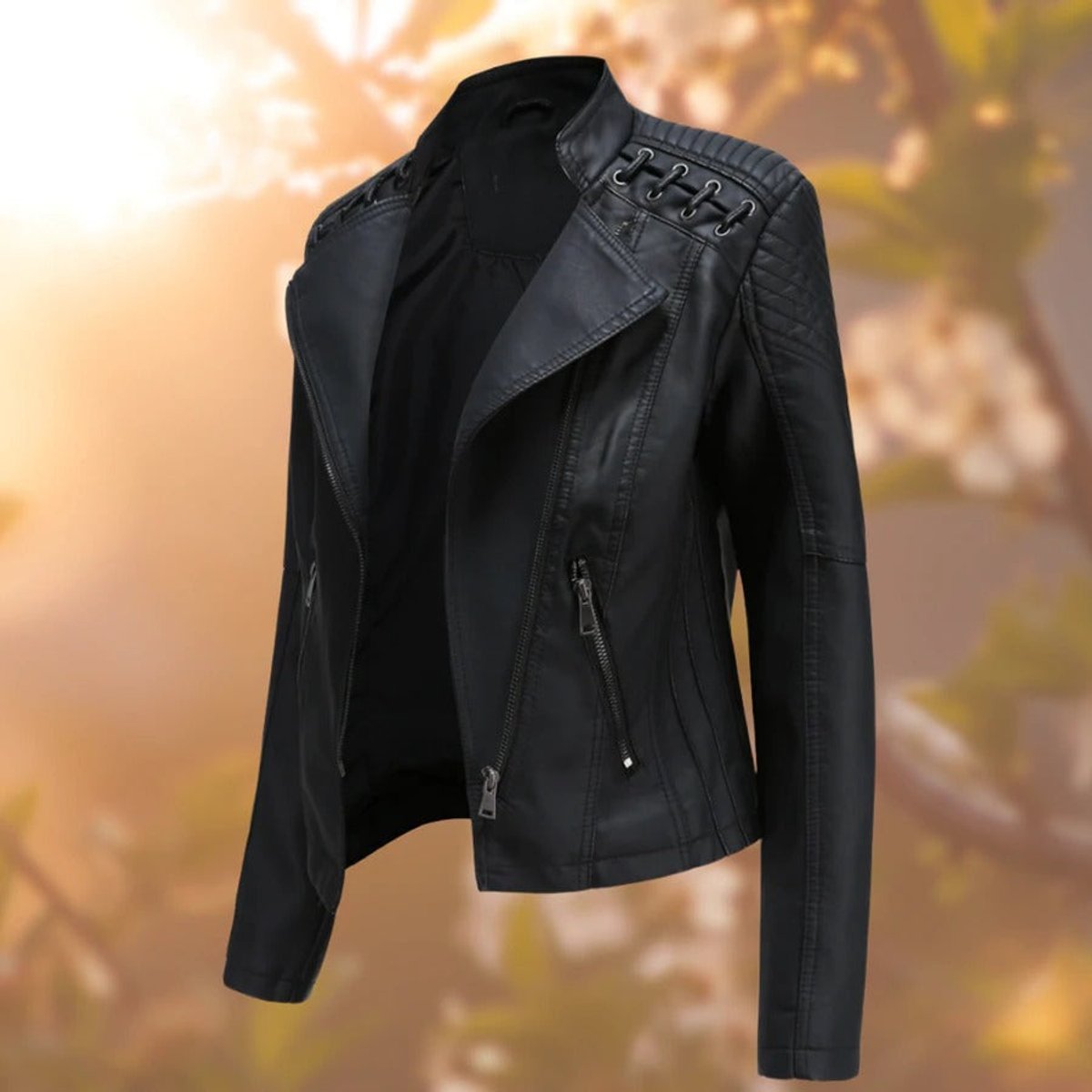 Clara | Dame Motorcykel Leather Jacket Lynlås Skindjakke
