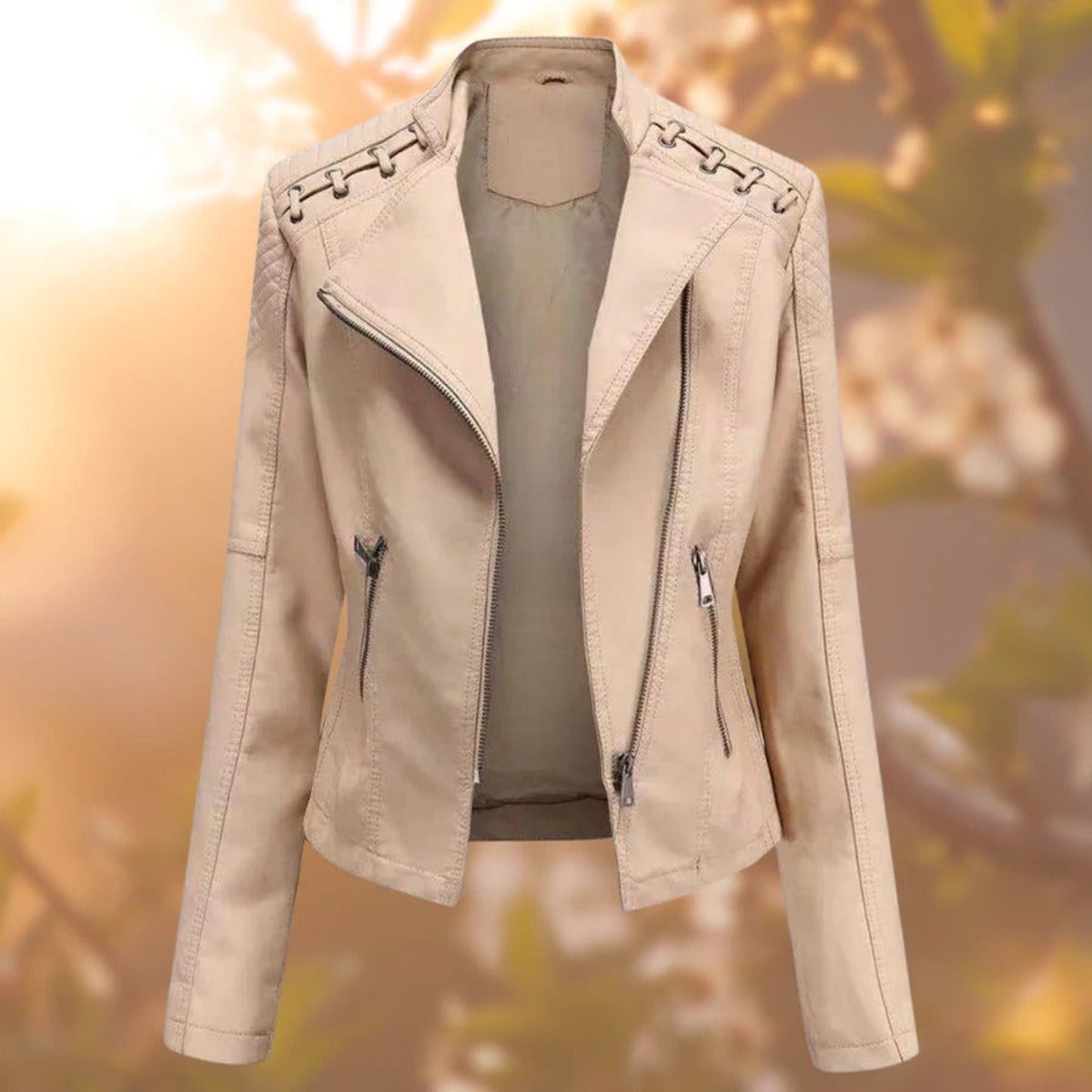 Clara | Dame Motorcykel Leather Jacket Lynlås Skindjakke