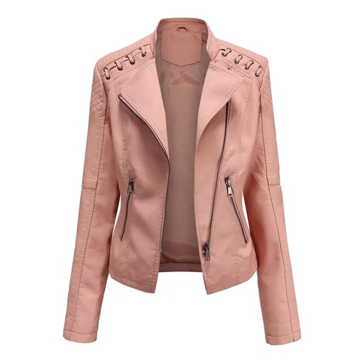Clara | Dame Motorcykel Leather Jacket Lynlås Skindjakke