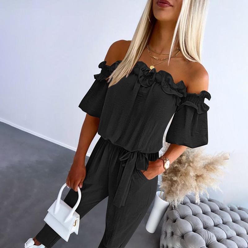 Liv | Dame Off-Shoulder Frynse Bindebånd Jumpsuit
