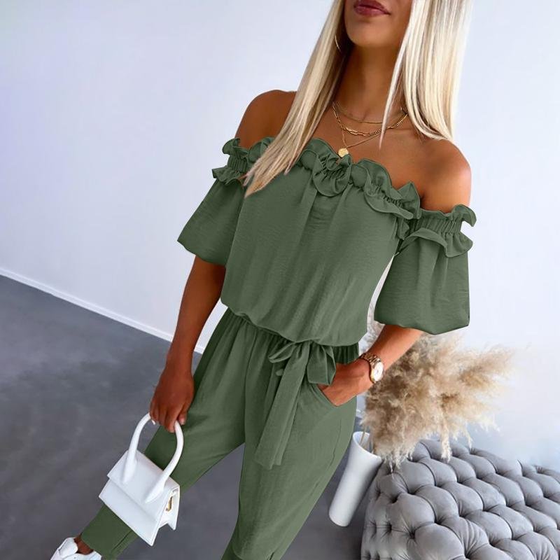 Liv | Dame Off-Shoulder Frynse Bindebånd Jumpsuit