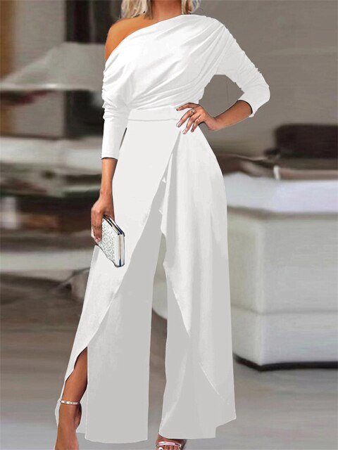Olivia | Dame Off-Shoulder Langærmet Jumpsuit Brede Ben