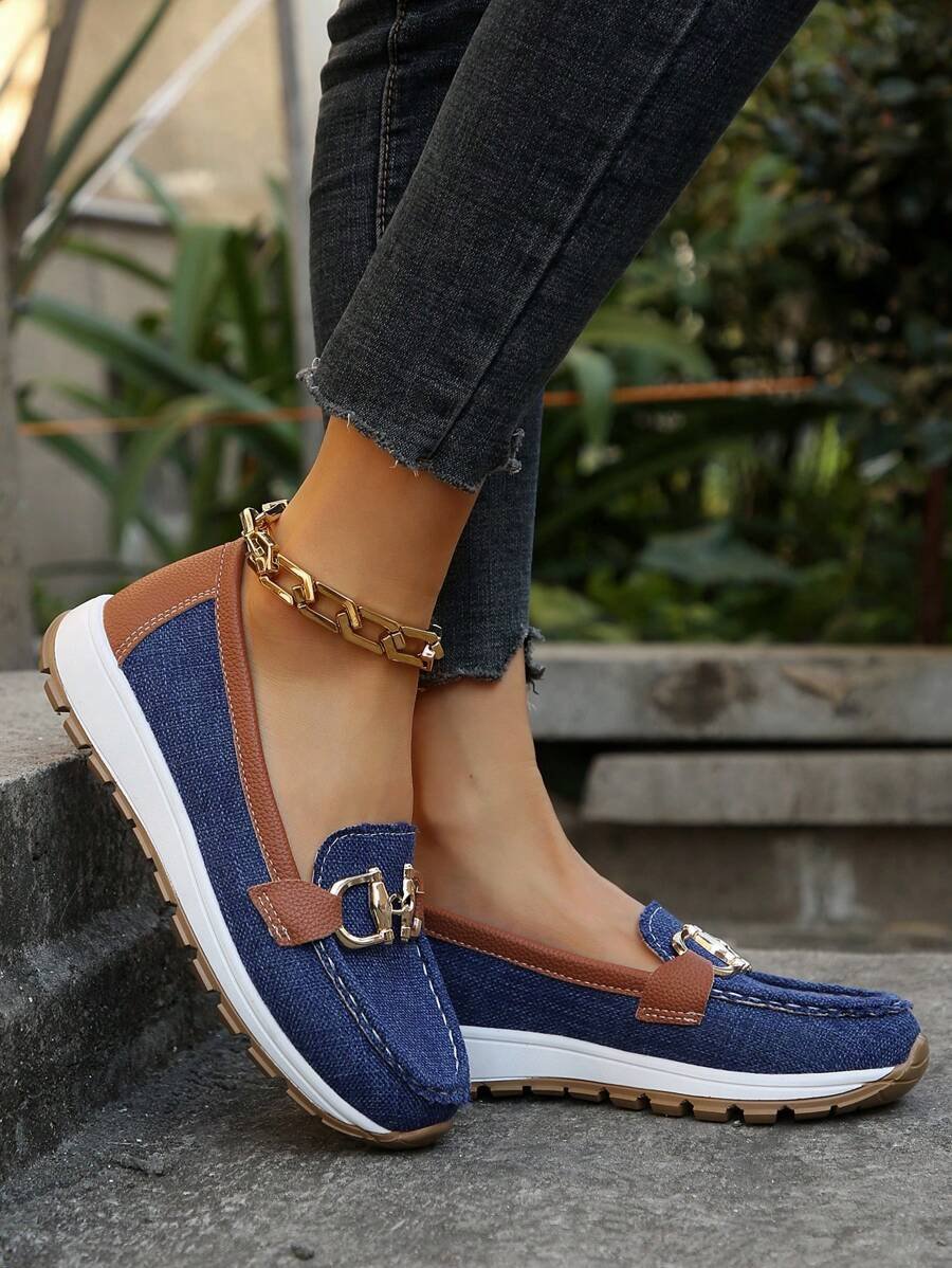 Isabella | Dame Ortopædisk Slip-On Loafers Guldspænde Skridsikker Sål