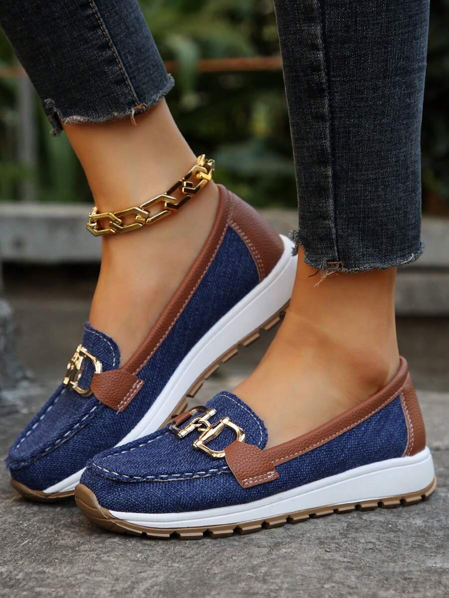 Isabella | Dame Ortopædisk Slip-On Loafers Guldspænde Skridsikker Sål