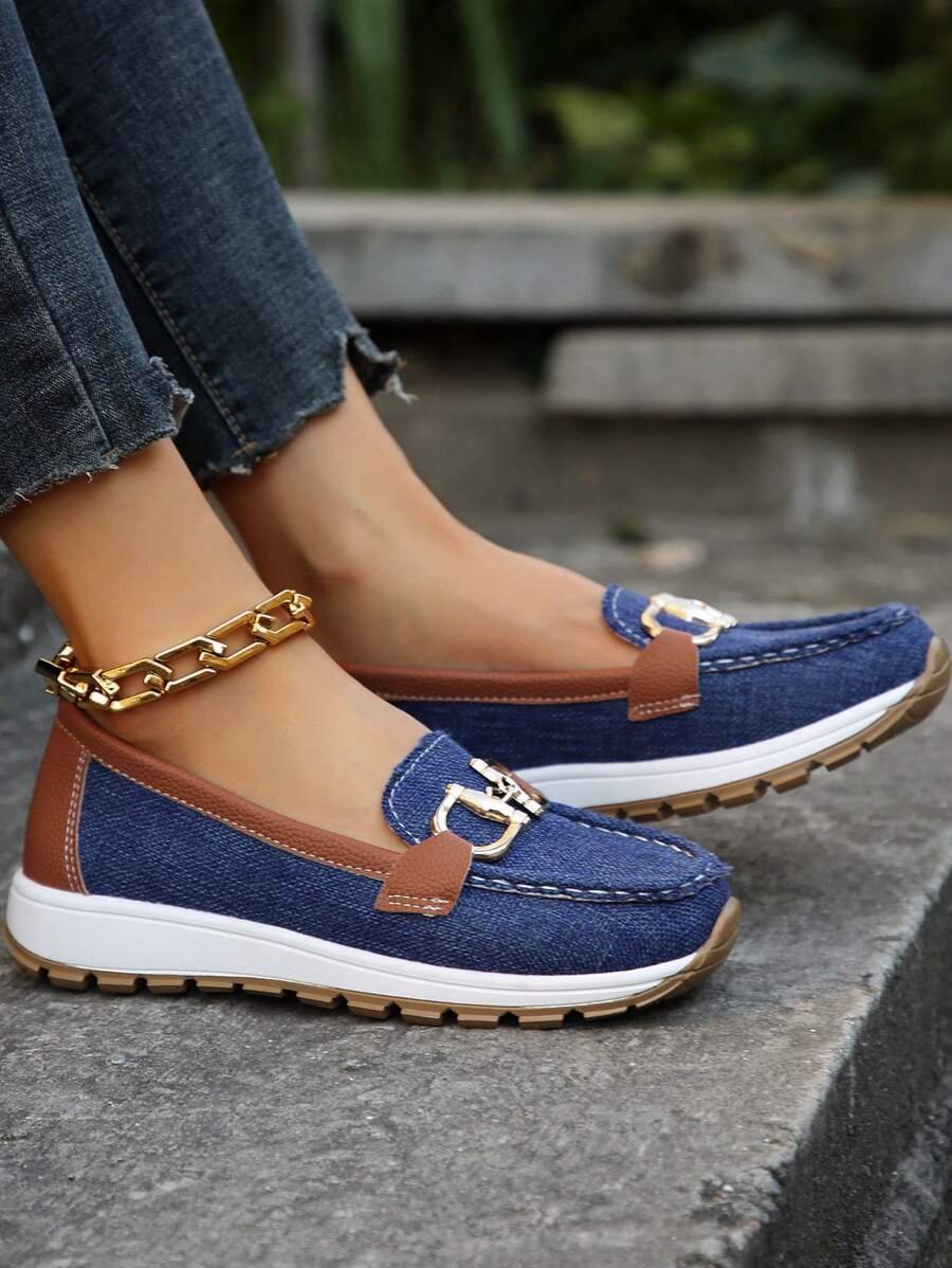 Isabella | Dame Ortopædisk Slip-On Loafers Guldspænde Skridsikker Sål