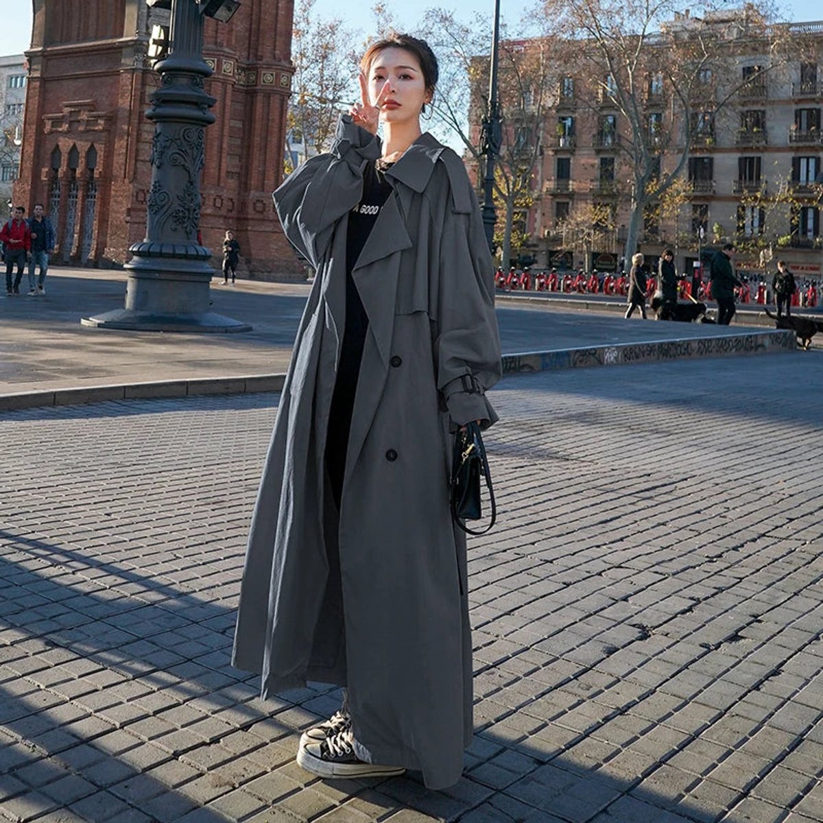 Clara | Dame Oversized Dobbeltknappet Maxi Trench Coat
