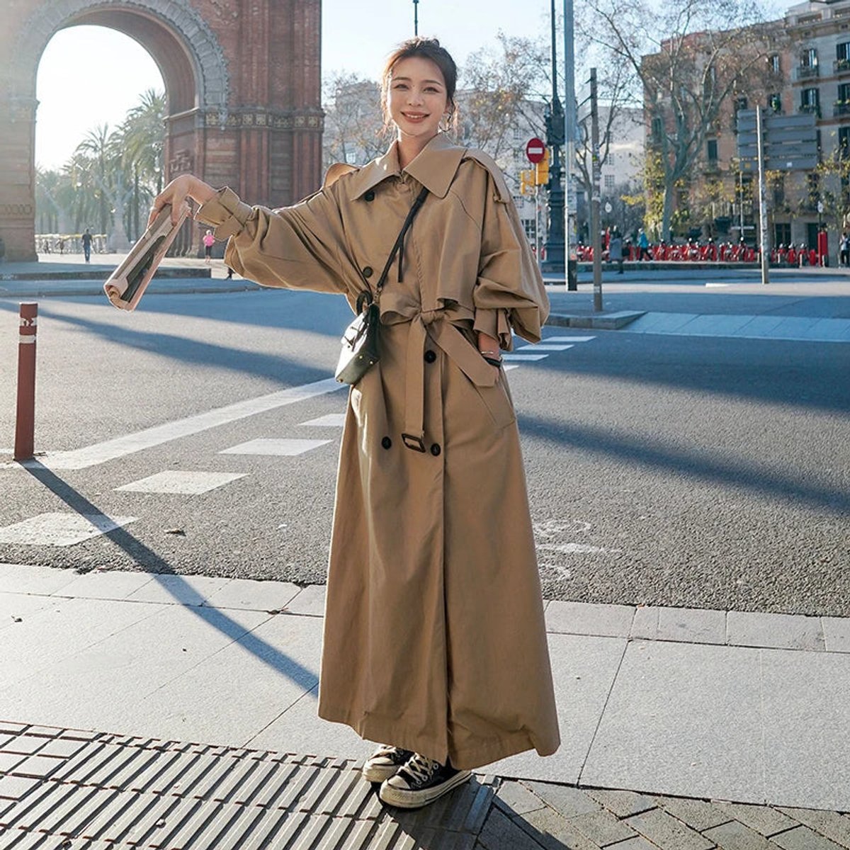 Clara | Dame Oversized Dobbeltknappet Maxi Trench Coat