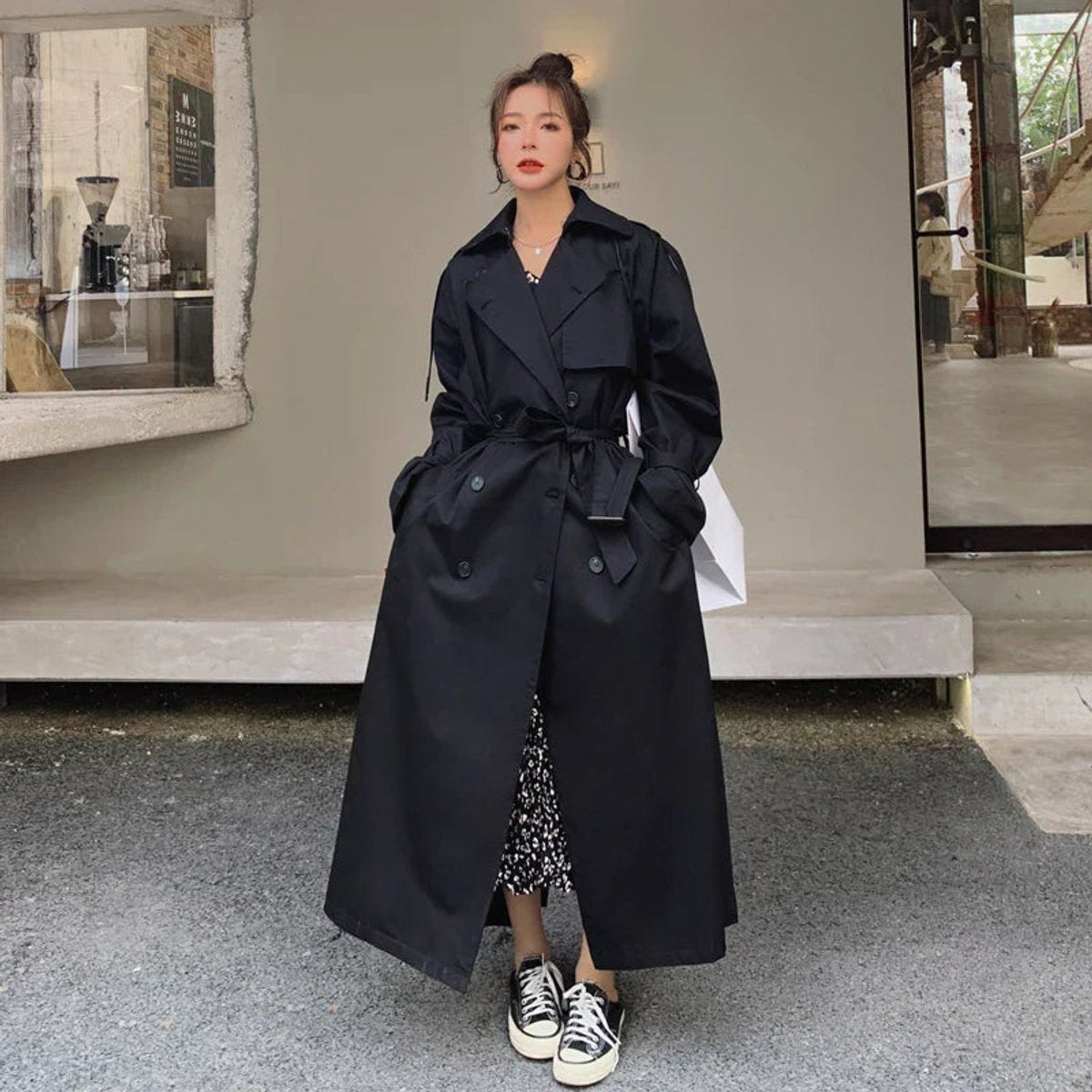 Clara | Dame Oversized Dobbeltknappet Maxi Trench Coat