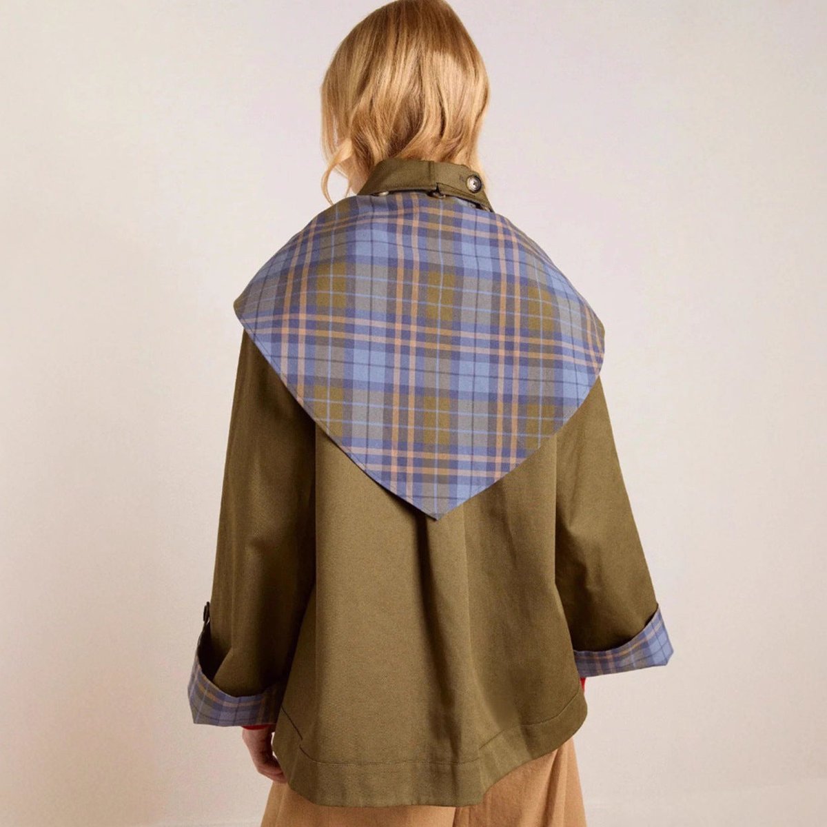 Sofia | Dame Oversized Dobbeltknappet Ternet Trench Coat