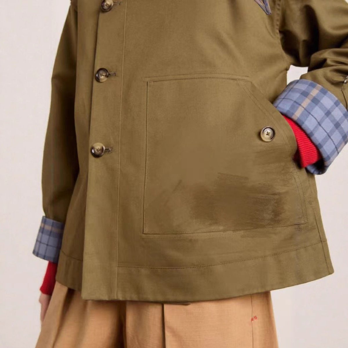 Sofia | Dame Oversized Dobbeltknappet Ternet Trench Coat