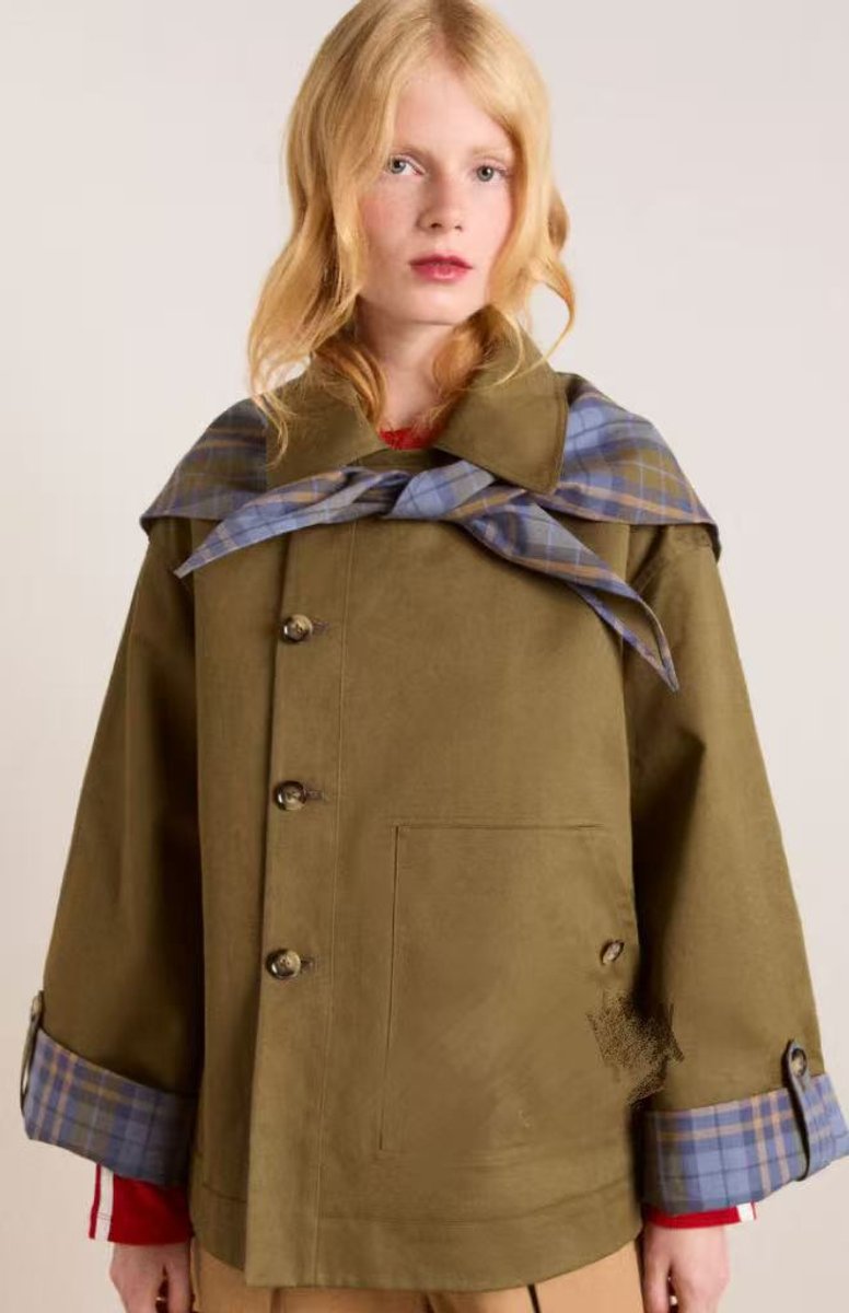 Sofia | Dame Oversized Dobbeltknappet Ternet Trench Coat