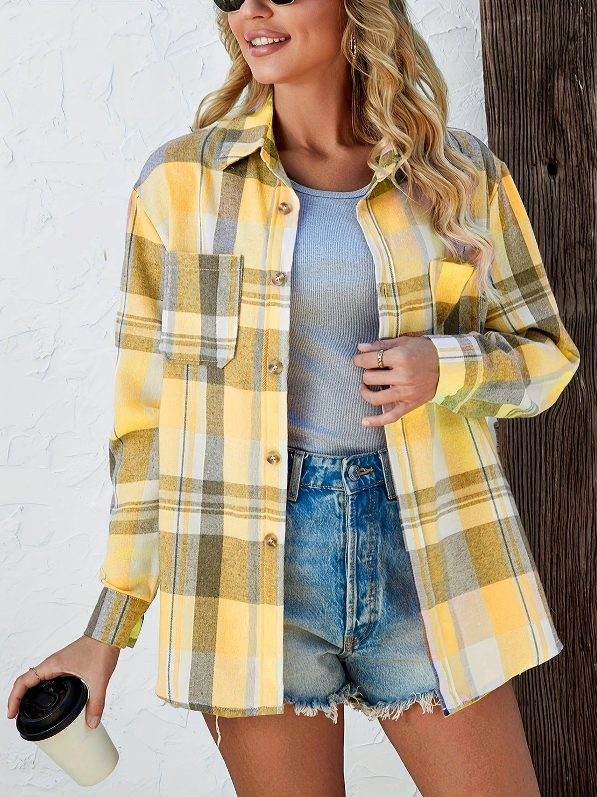 Ida | Dame Oversized Ternet Flannel Langærmet Skjorte