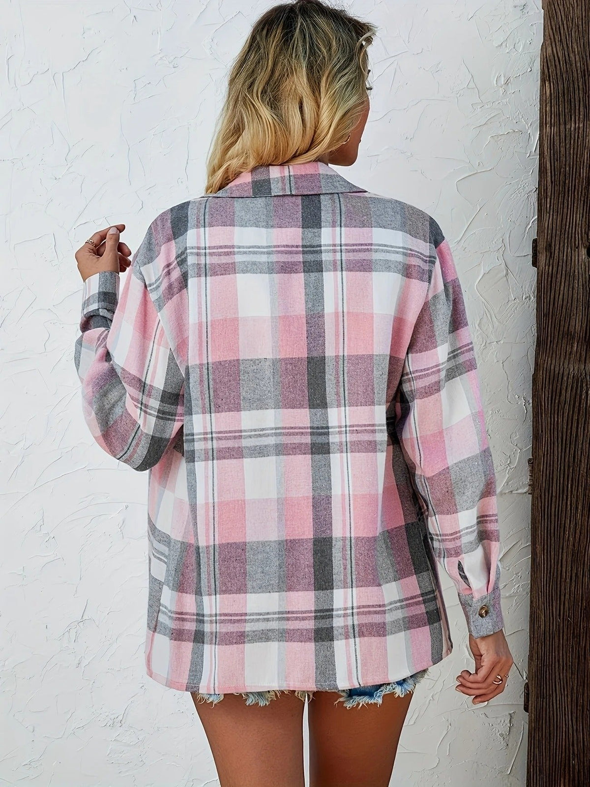 Ida | Dame Oversized Ternet Flannel Langærmet Skjorte