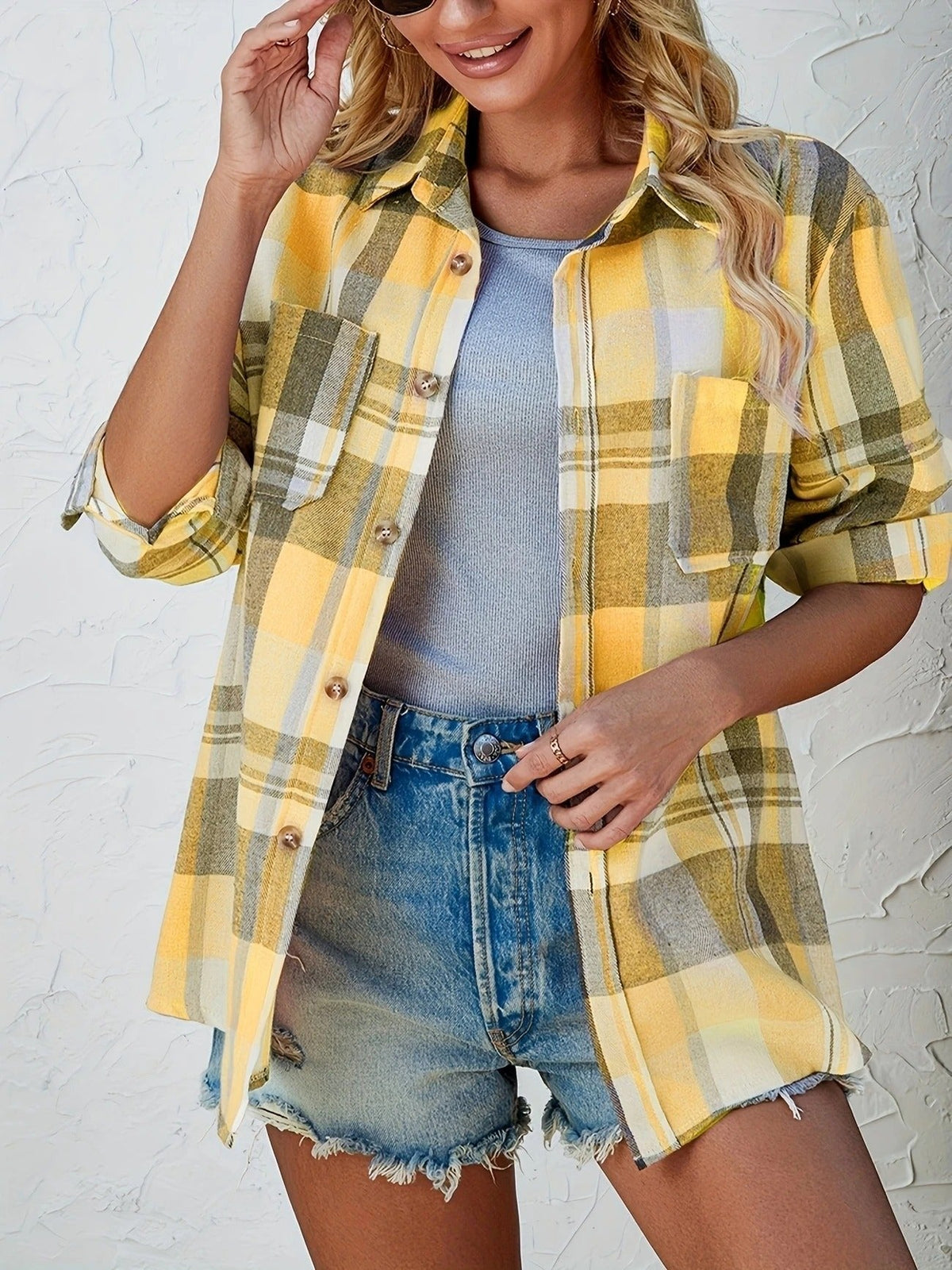 Ida | Dame Oversized Ternet Flannel Langærmet Skjorte