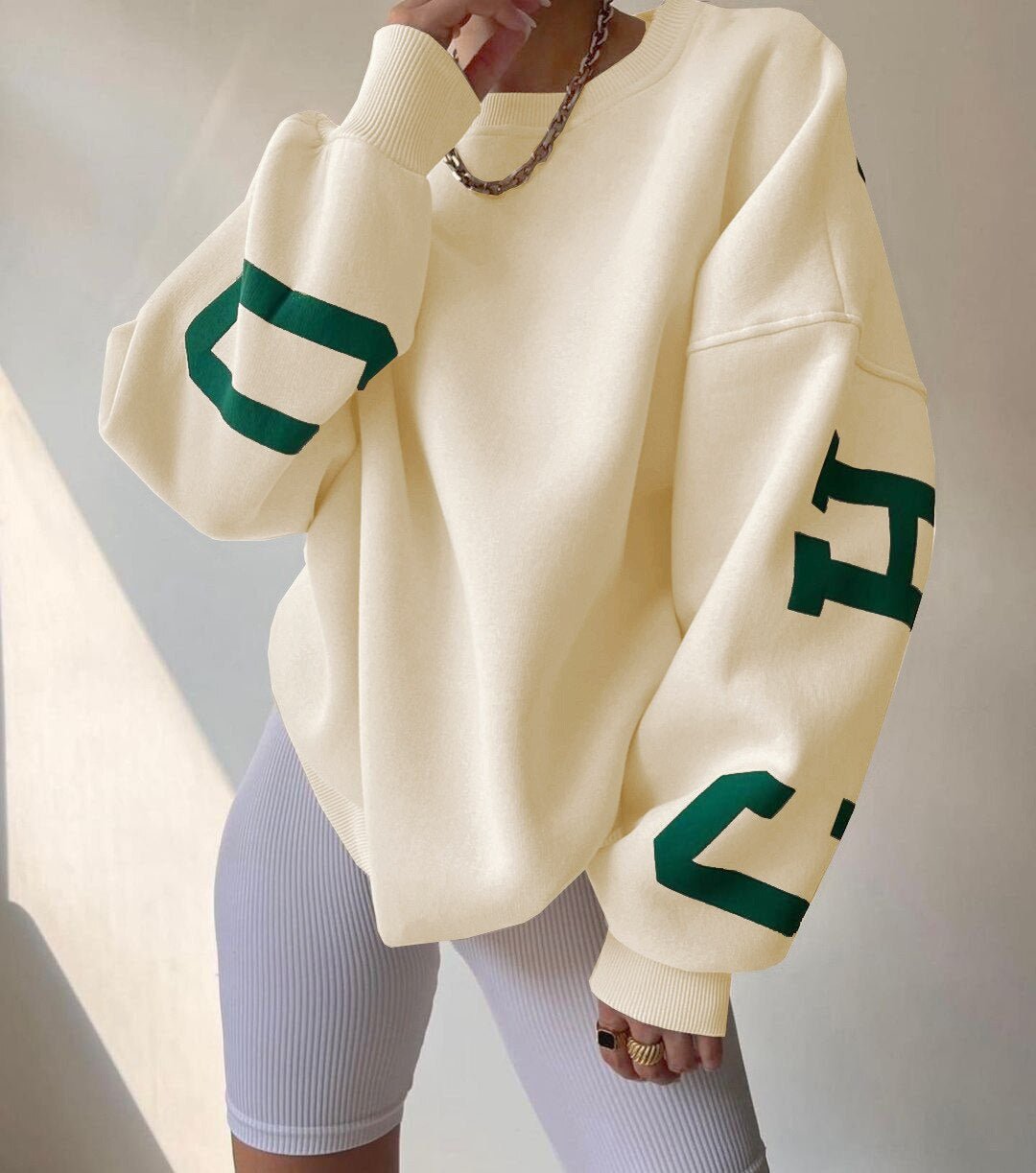 Maja | Dame Oversized Varsity-Print Crewneck Sweatshirt
