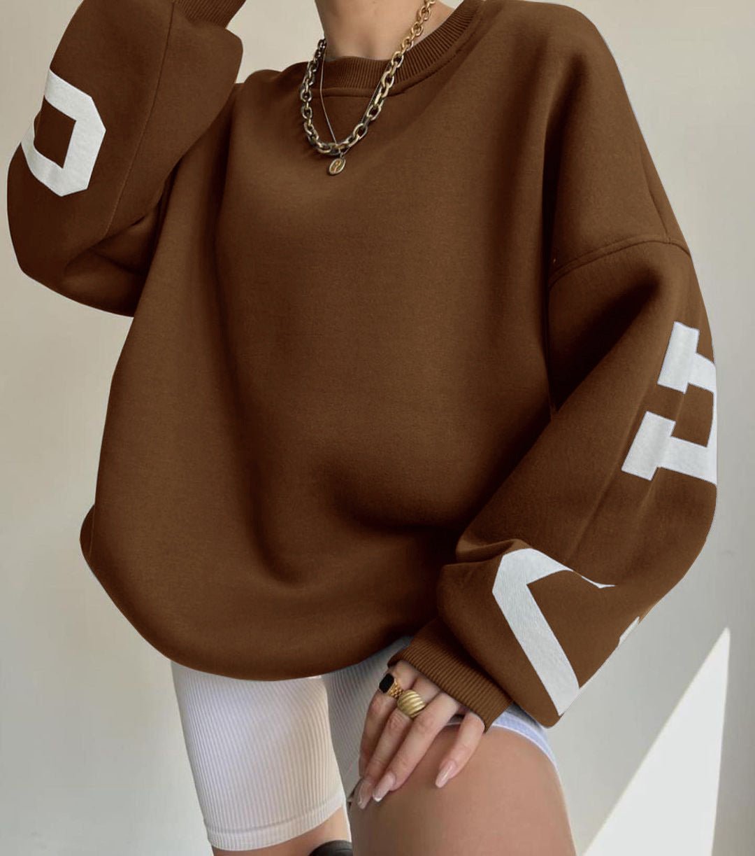 Maja | Dame Oversized Varsity-Print Crewneck Sweatshirt