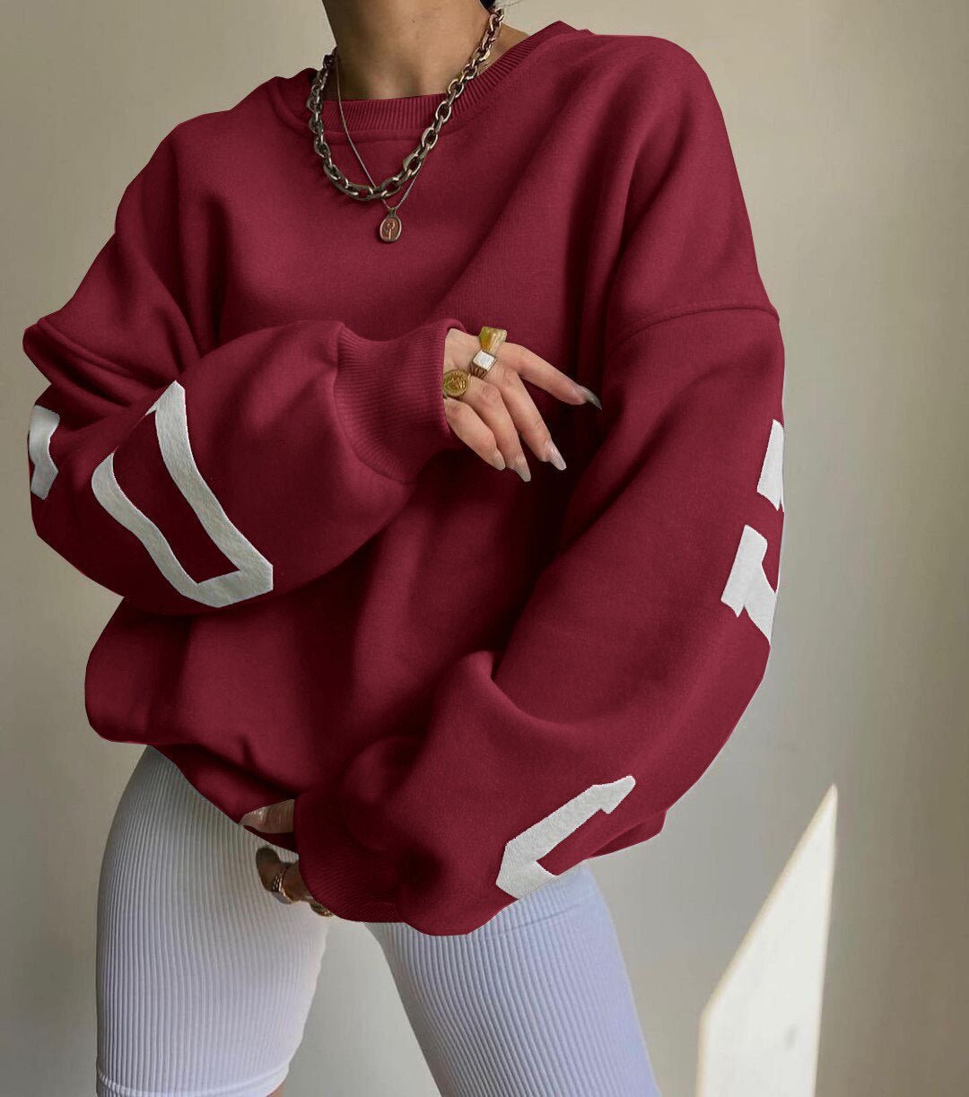 Maja | Dame Oversized Varsity-Print Crewneck Sweatshirt