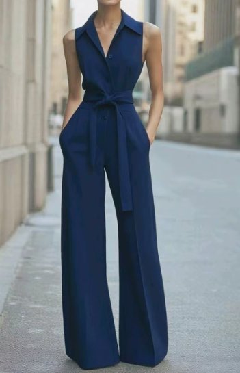 Ella | Dame Ærmeløs Wide-Leg Jumpsuit med Bælte
