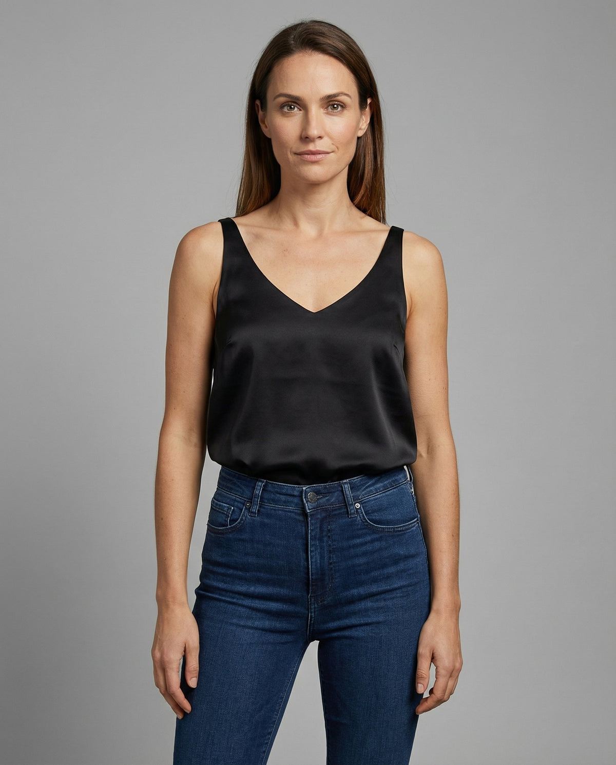 Ida | Dame Satin Camisole V-hals Brede Stropper