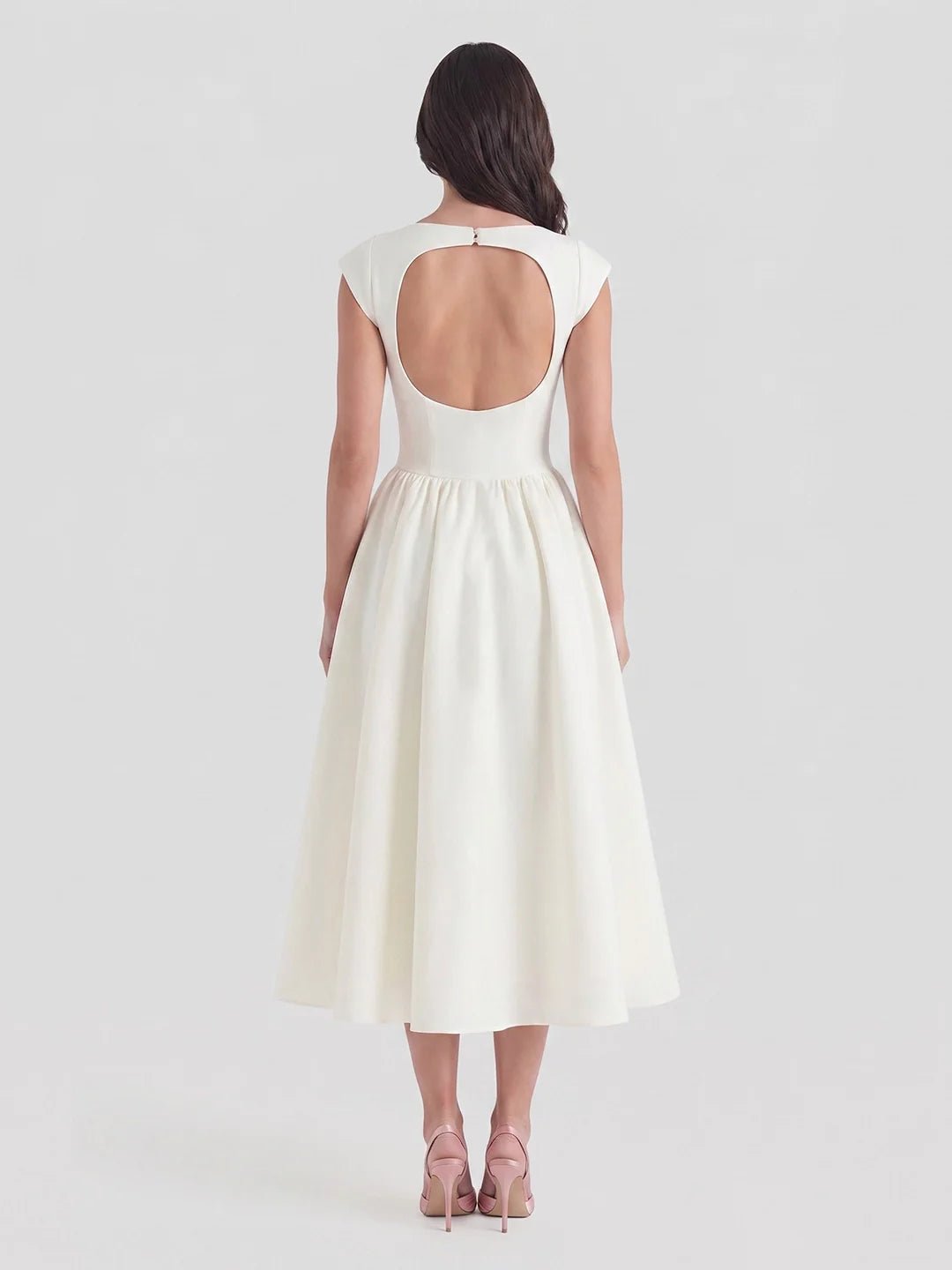 Ida | Dame Satin Midi Kjole Bådhals Korte Ærmer