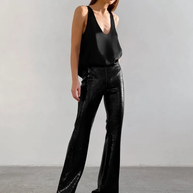 Karla | Dame Satin Tank Top Dyb U-Udskæring Afslappet Pasform