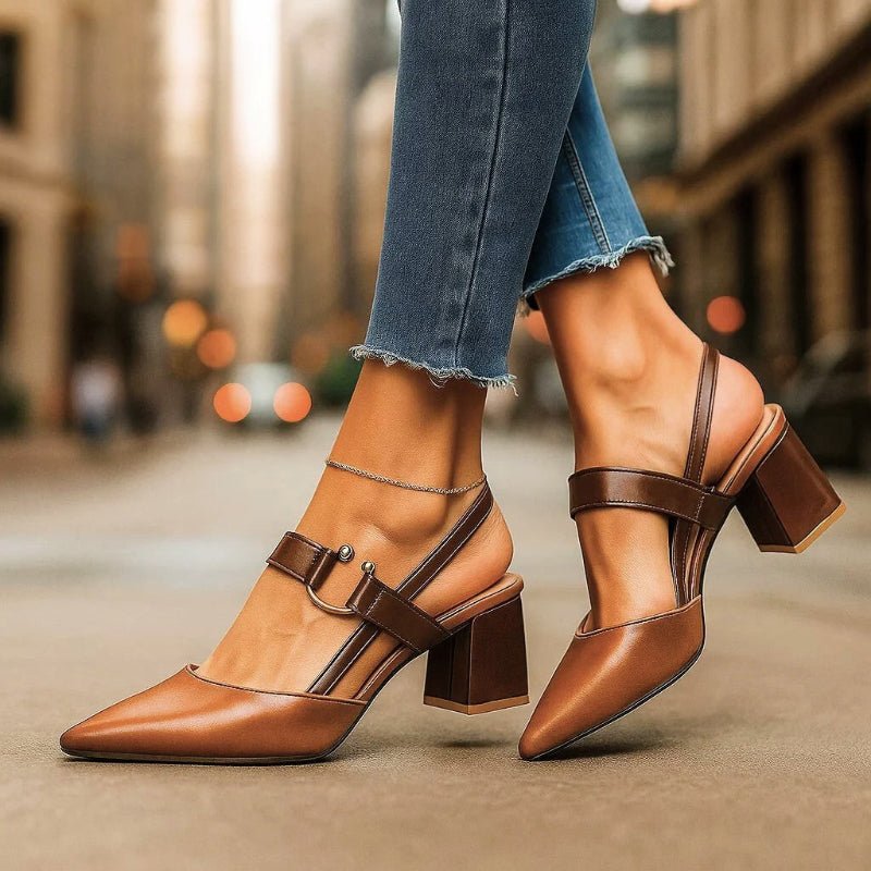 Ida | Dame Spids Blokhæl T-Rem Pumps