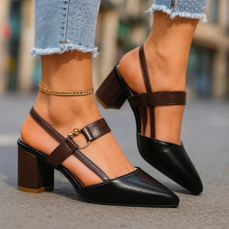Ida | Dame Spids Blokhæl T-Rem Pumps